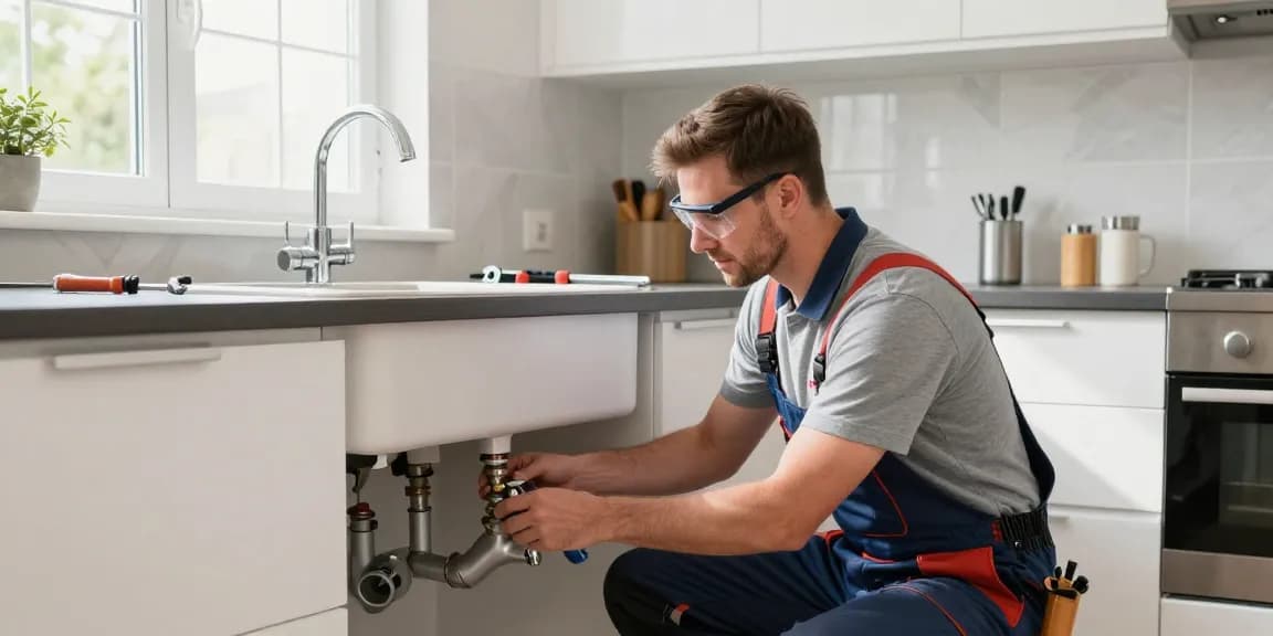 Professional plumber in Northampton fixing a kitchen sink, showcasing reliable plumbing services.
