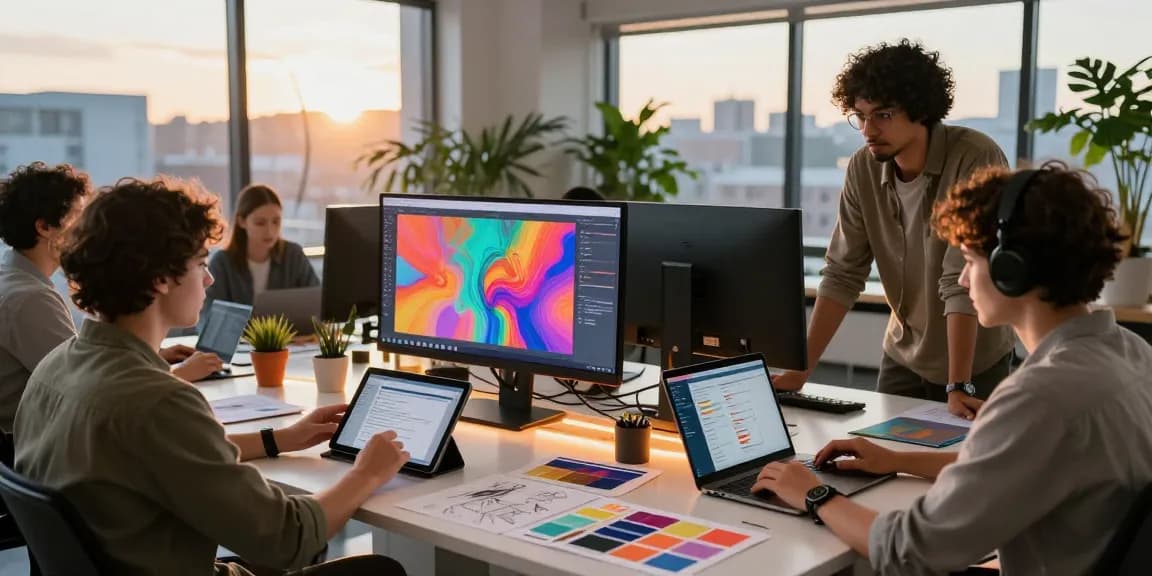 Collaborative creators using the nano banana 2 AI image editor in a modern studio.