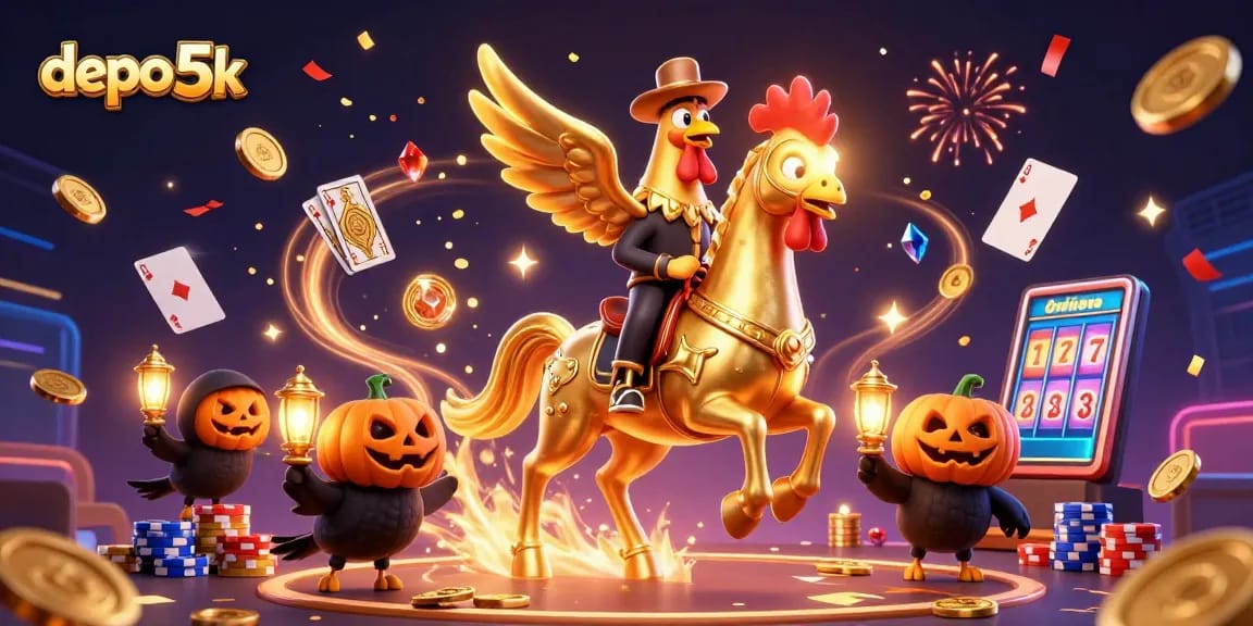 Experience thrilling gameplay with depo 5k featuring a golden rooster in a vibrant casino scene.