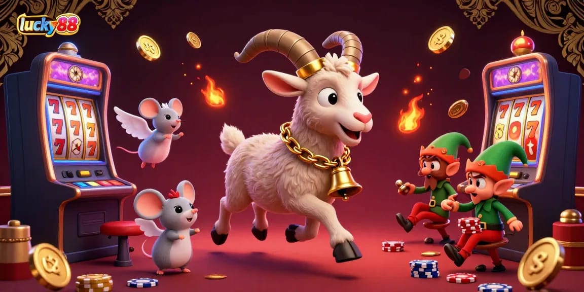 Experience the excitement of lucky88 with festive characters in a vibrant holiday-horror casino.