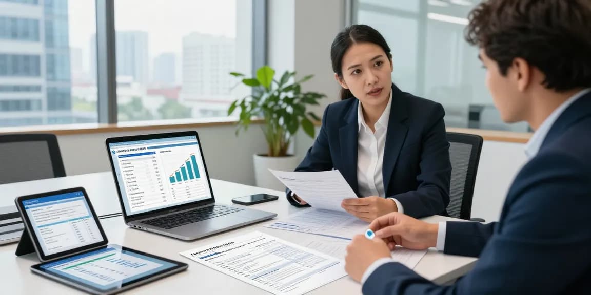 Consultation on VAT on business electricity rates in a modern office, featuring charts and energy bills.