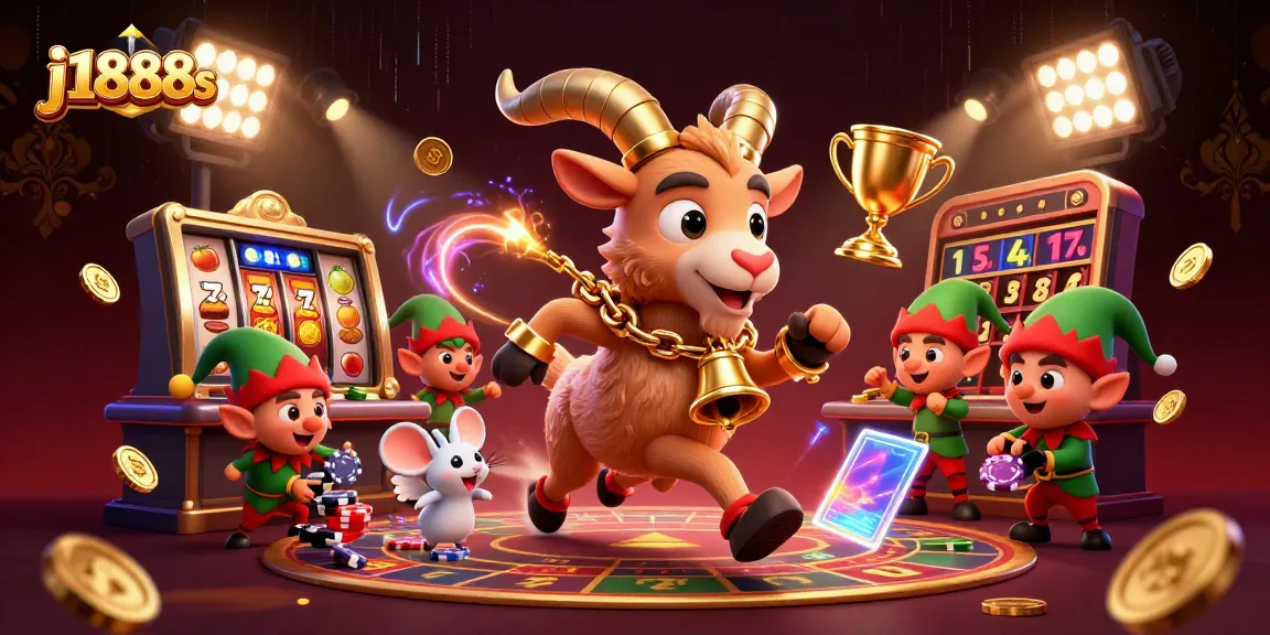 Experience thrilling gameplay at j1888s with a dynamic, festive casino scene showcasing excitement and adventure.