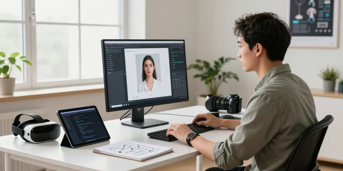 AI Detector analysis in a modern workspace with technology tools.
