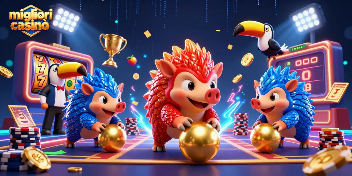 I migliori casinò online mostrano un vivace duello tra pangolini, con slot e premi in un'atmosfera festosa.