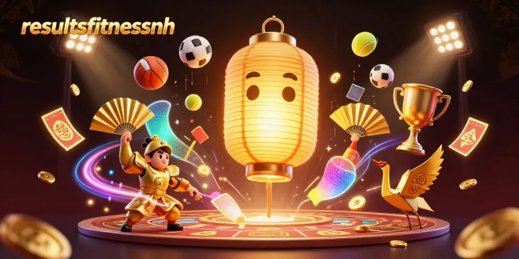 Visualisasi kasino malam yang memikat di hasilfitnessnh dengan elemen olahraga dan keberuntungan.
