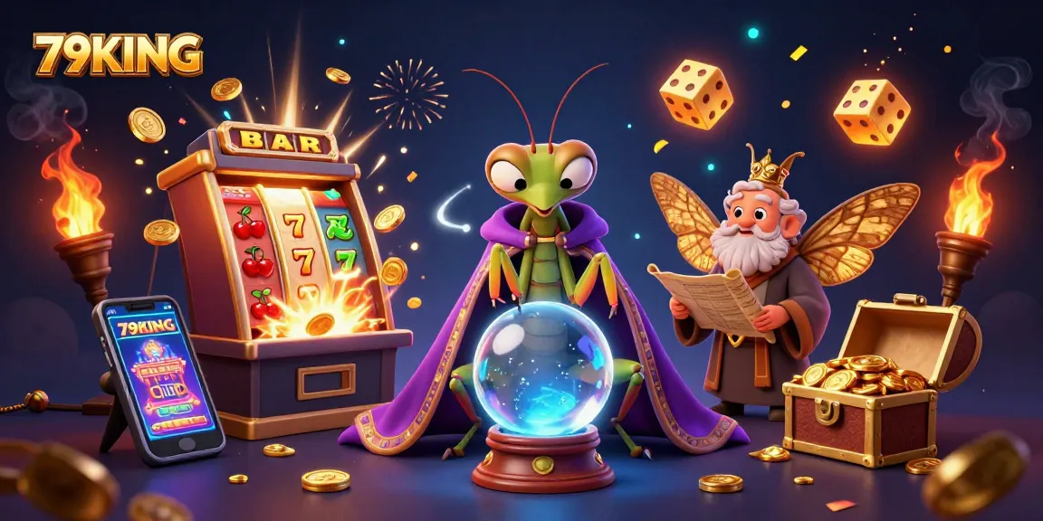 Engage with 79KING's exciting slot games featuring a fantastical scene with fortune teller and rich casino elements.