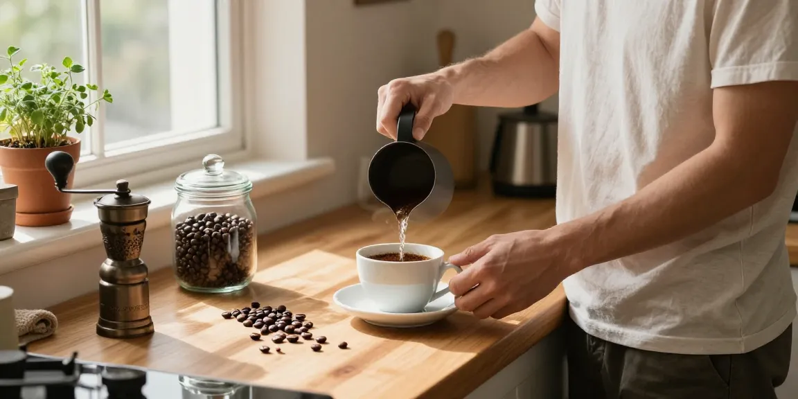How to Prepare White Coffee? - A serene kitchen scene showcasing the brewing process with coffee beans, equipment, and natural light.