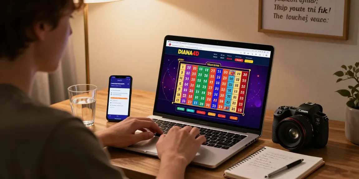 Pengguna DIANA4D sedang berinteraksi dengan platform togel online, menampilkan prediksi lotere dan statistik yang real-time.