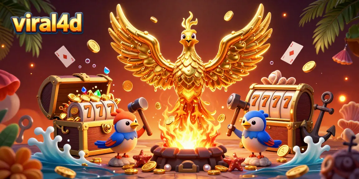 Menang besar di viral4d dengan slot berputar berwarna emas dan harta karun berkilau.