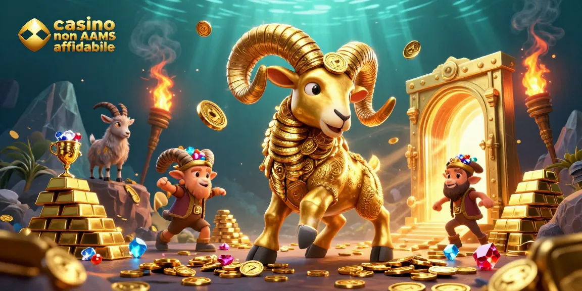 Vinci nei casino non AAMS affidabili con il potente ariete d'oro carico di monete.