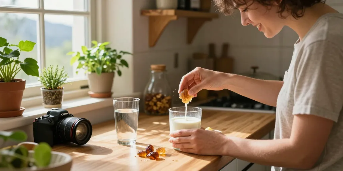 Health enthusiast using shilajit Australia in a wellness kitchen.