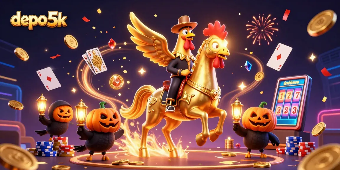 Experience thrilling gameplay with depo 5k featuring a golden rooster in a vibrant casino scene.