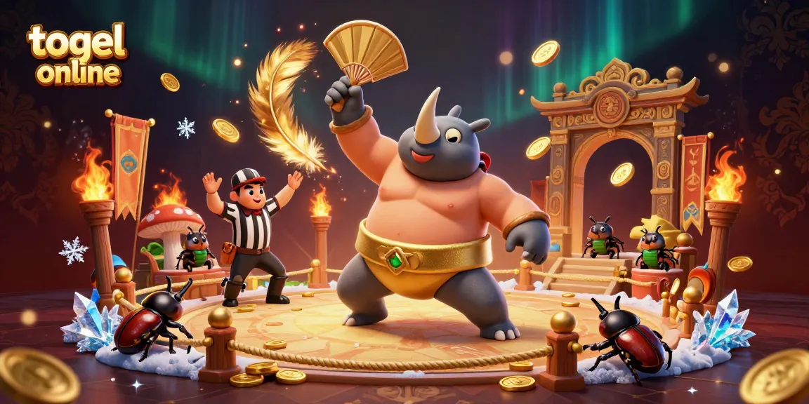 Witness the thrill of togel online with a dynamic 3D beetle sumo champion in action.