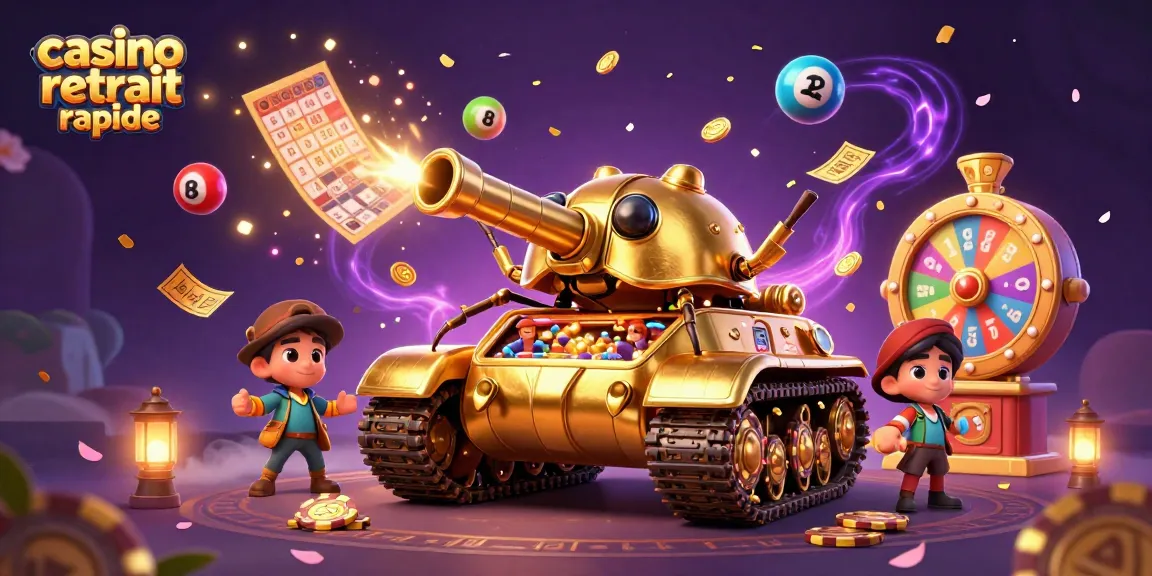 Découvrez le casino retrait rapide avec un tank doré faisant aussi un mini-casino, rempli de confettis et de pièces.