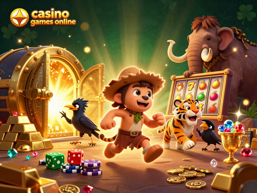 Engage with exciting casino games online featuring a dynamic caveman and sabertooth tiger duo.