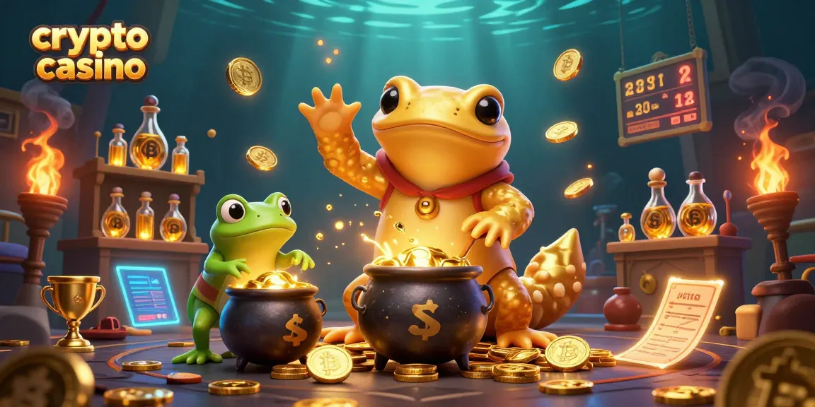 Jouer sur un casino crypto avec une illustration 3D captivante de la magie alchimique et des éléments de jeu.