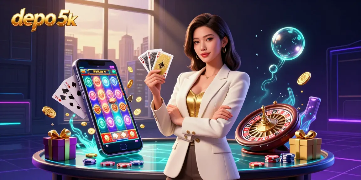 Experience the excitement of depo 5k slots with stunning visuals of casino elements.