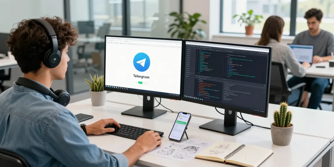 Engaging workspace showcasing 纸飞机中文版 on dual monitors, illustrating tech-savvy communication.