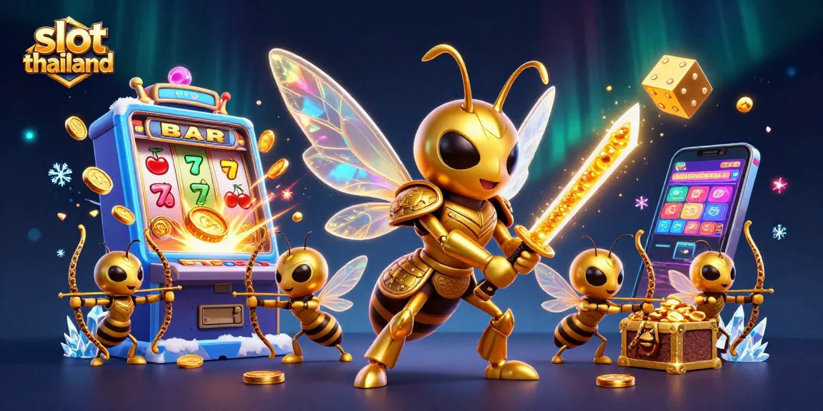 Experience the thrill of slot thailand with a vibrant 3D illustration featuring dynamic slot machines and whimsical characters.