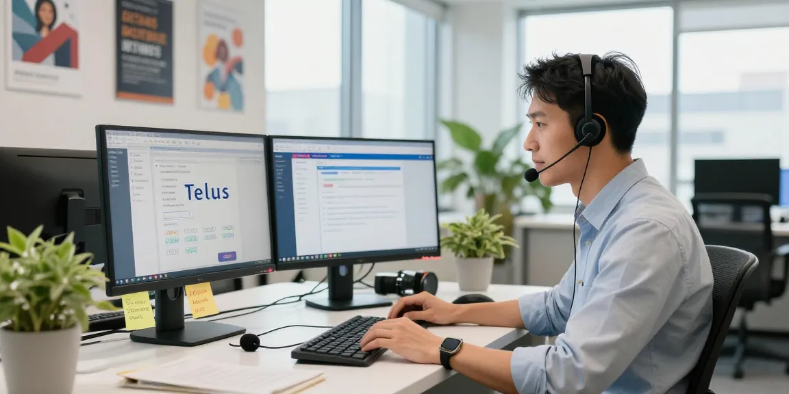 Telus-Technical-Support expert assisting customer in professional office.