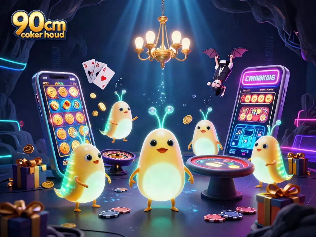 Explore casinos with a 90cm cooker hood glowing in 3D style, showcasing vibrant gaming action.