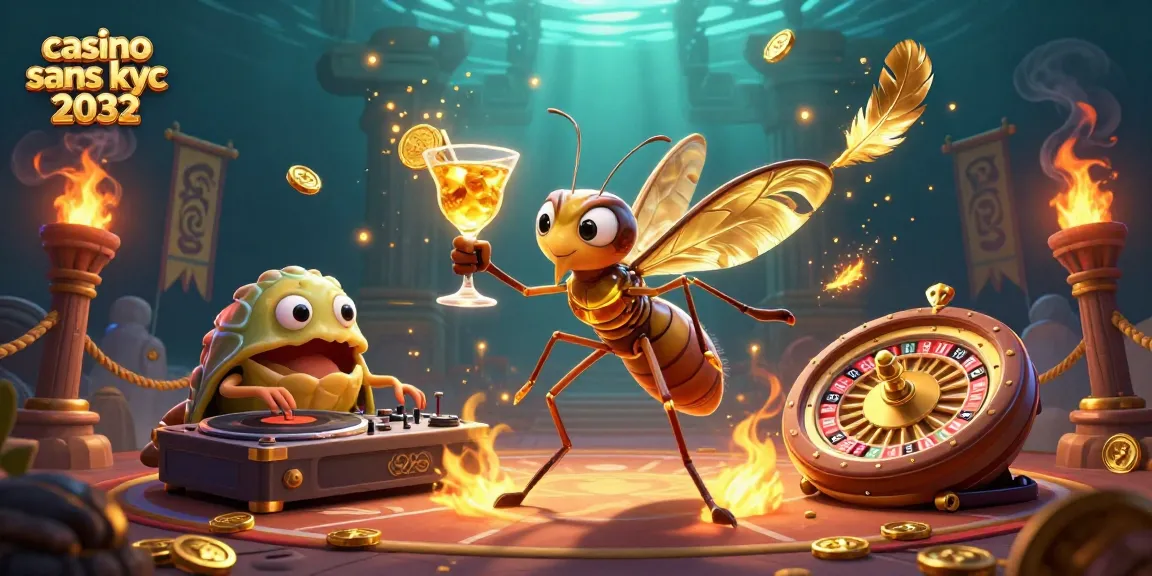 Gagnez au casino sans KYC 2032 avec une ambiance ludique illustrée en 3D.
