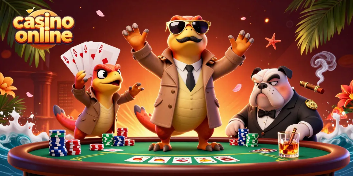 Tre raptors in trench coat cercano di entrare in un lounge VIP nel casino online, circondati da elementi di gioco.