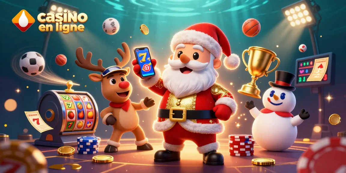Jackpots et gains au casino en ligne avec Santa, son renne et un bonhomme de neige.