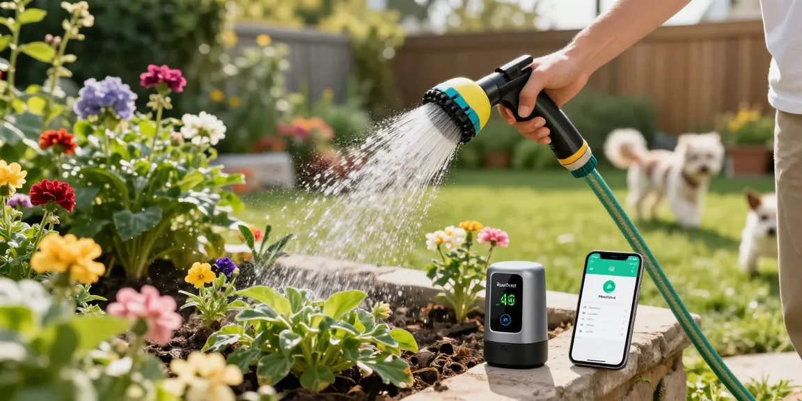 Using the best hose nozzle for effective watering in a thriving garden.