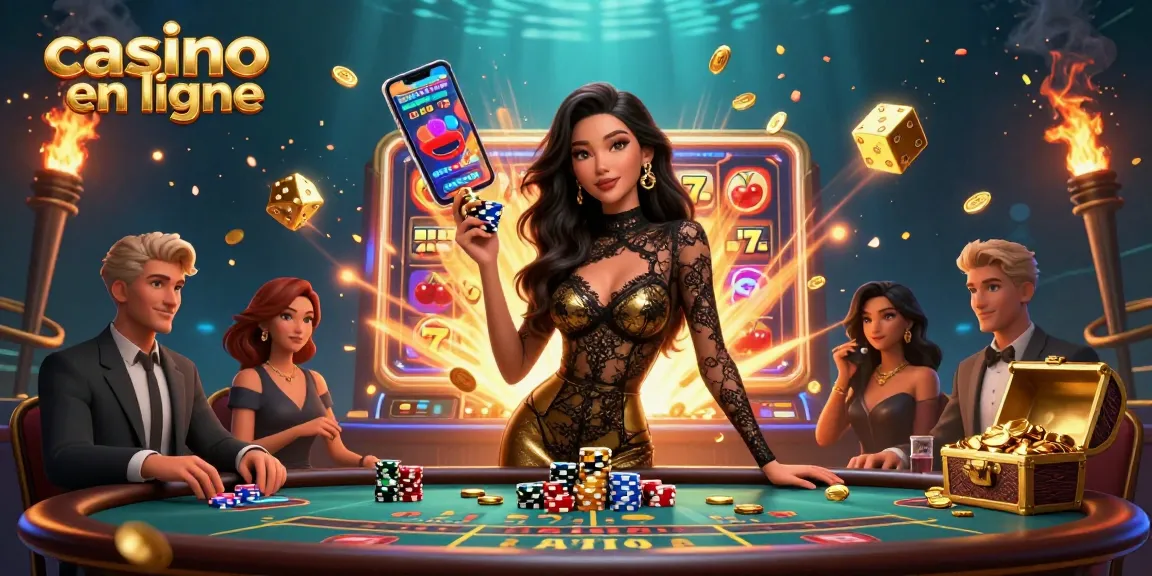 Engage in thrilling casino en ligne action with elegant players at a high-stakes baccarat table amidst dazzling jackpot elements.