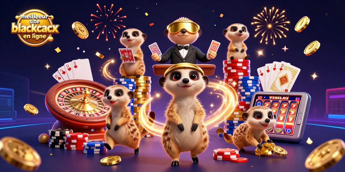 Découvrez le meilleur site blackjack en ligne avec des meerkats animés, jetons de poker colorés, et un tournoi de casino palpitant.