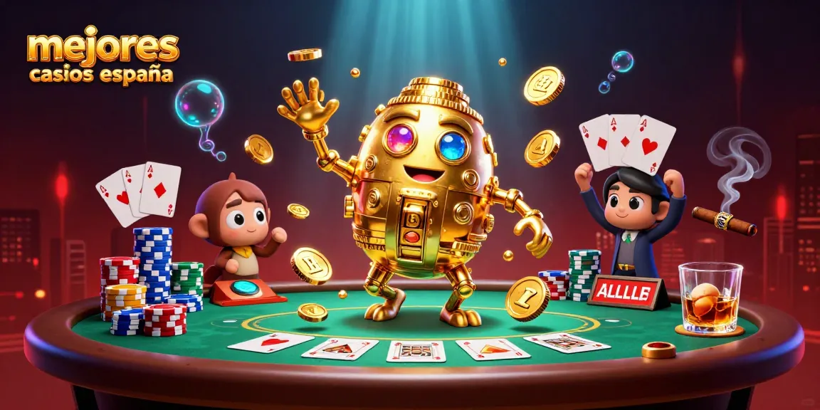 Explora los mejores casinos de España con una escena 3D vibrante de emocionantes elementos de juego.