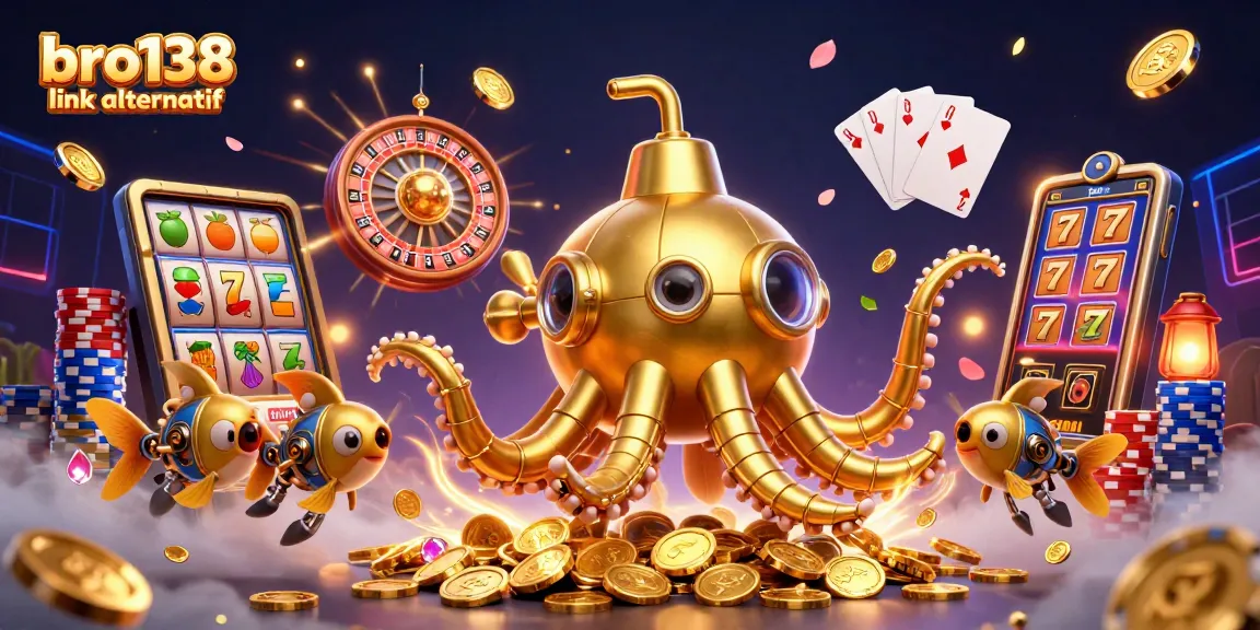 Engage with bro138 link alternatif while landing a jackpot with surreal animations of slots and golden coins.