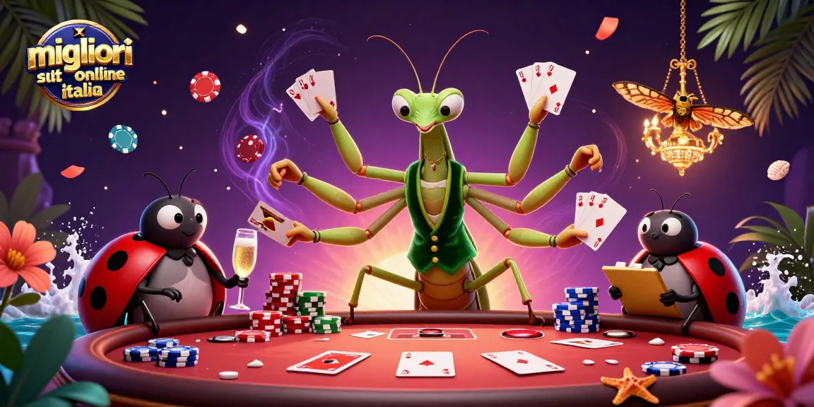 Illustrazione dettagliata dei migliori siti poker online Italia con personaggi 3D coinvolti nel gioco attivo.