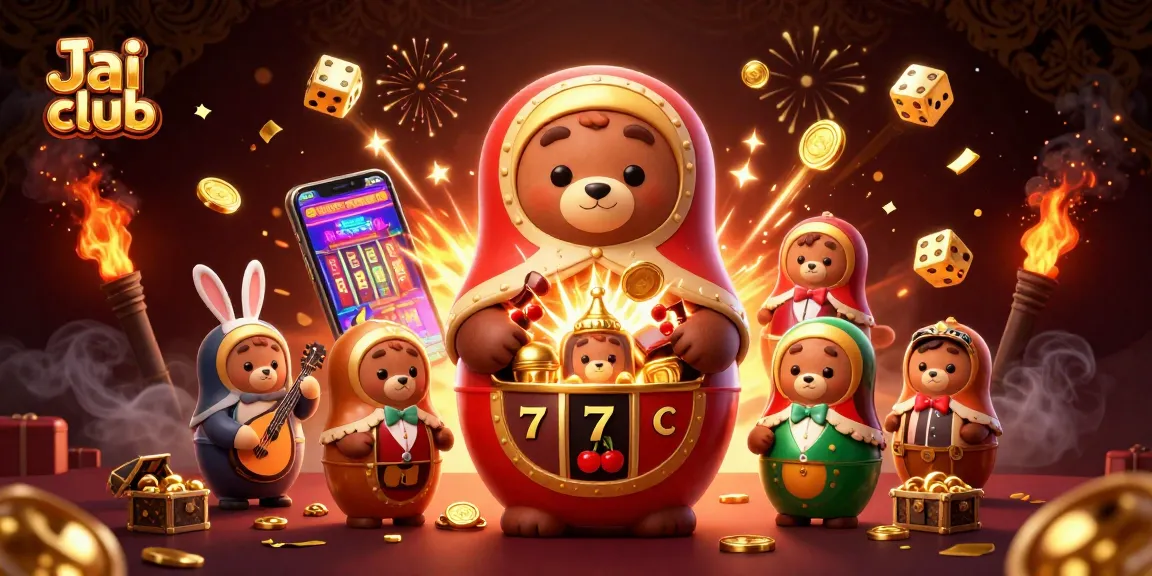 Experience thrilling gameplay with Jai club's vibrant 3D casino illustration showcasing exciting gaming elements.