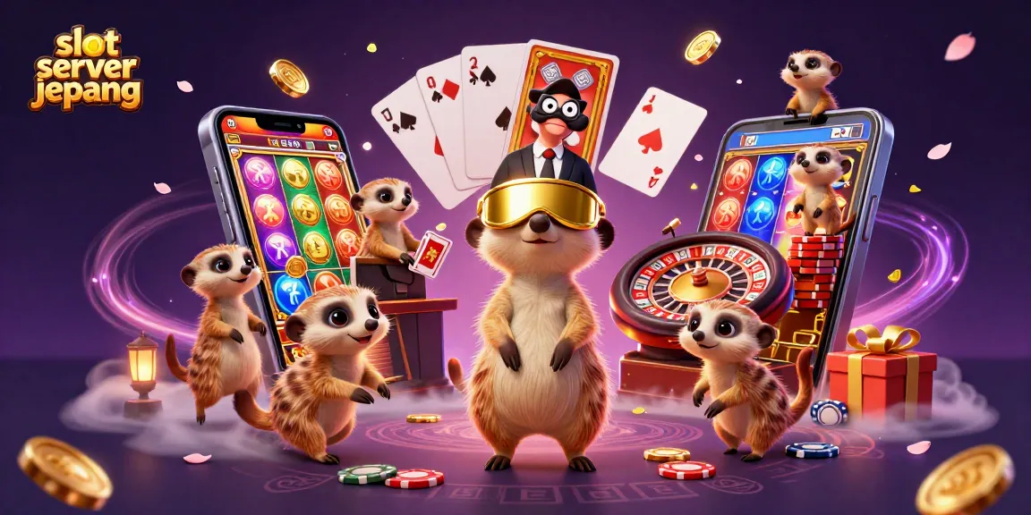 Engaging 3D portrayal of the slot server jepang with meerkat dealers and exciting casino elements.