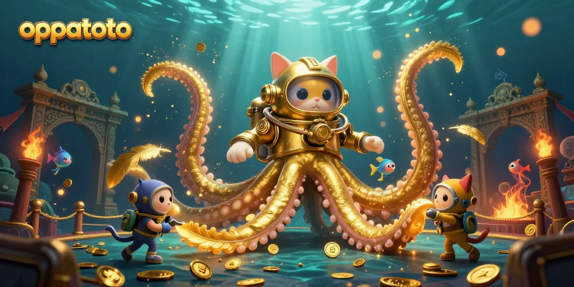 Join the adventure with oppatoto as the kraken battles treasure in a vibrant casino scene.