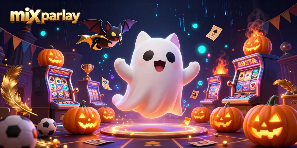 Engage with the mix parlay experience featuring dynamic betting elements, a ghost cat, and vibrant casino aura.