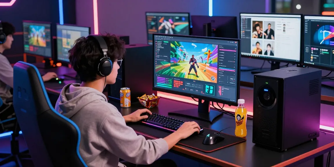 Engaging gamer using pakde4d platform in a vibrant digital gaming setup with immersive graphics.