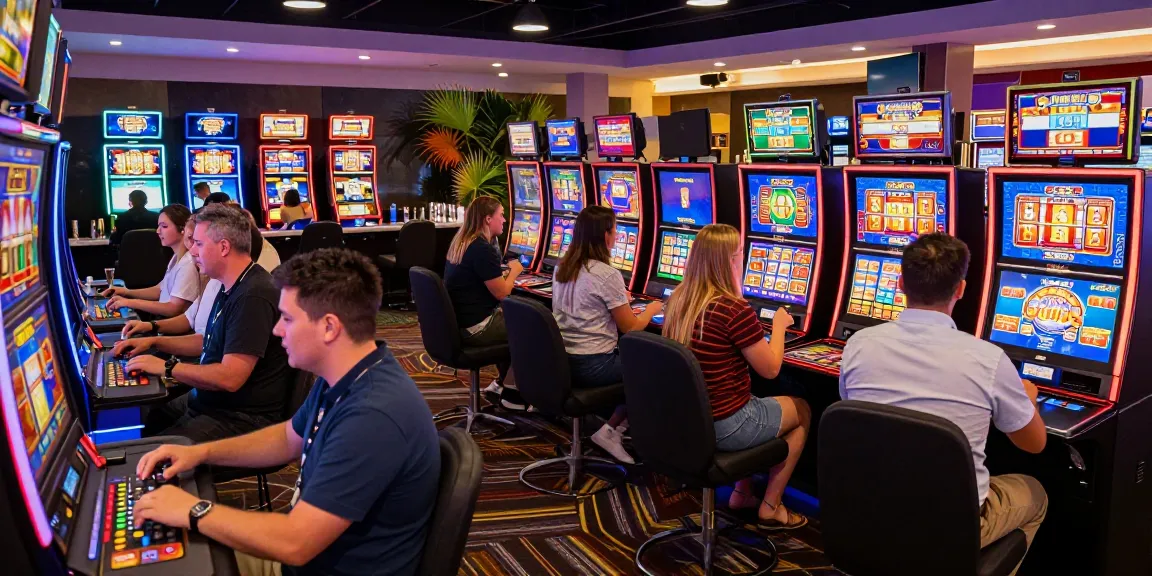 Joyful players experiencing online casinos australia with vibrant slot machines and thrilling gameplay.